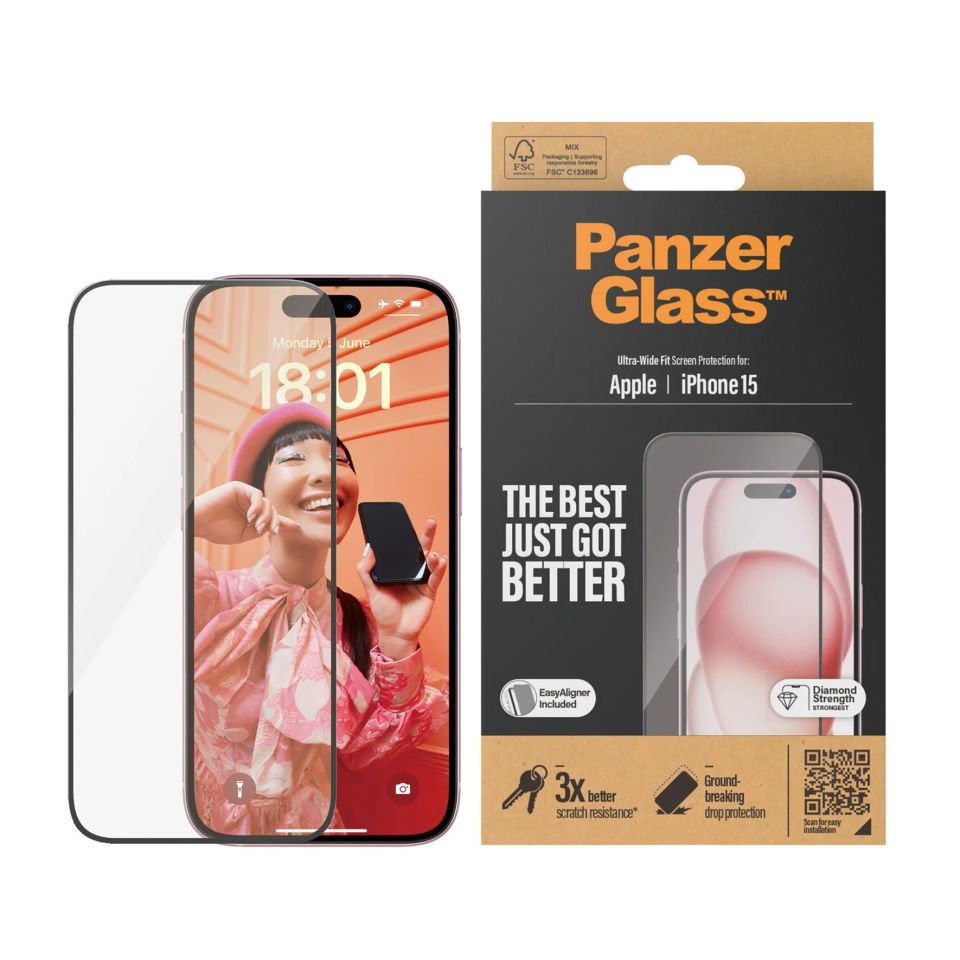 PanzerGlass iPhone 15 UWF wA Şeffaf Ekran Koruyucu