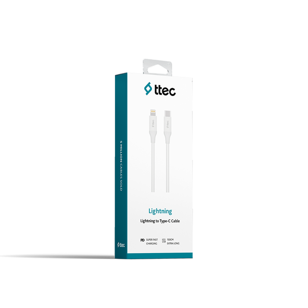 Ttec 2DK40B USB-C - Lightning Hızlı Şarj Kablosu 150cm  Beyaz