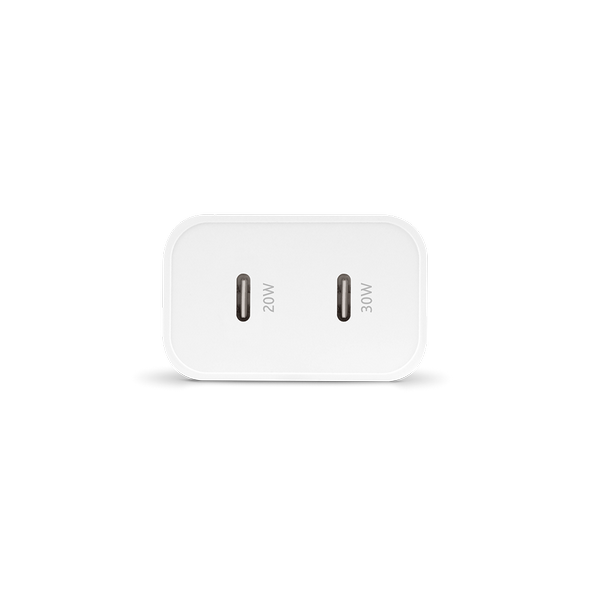 Ttec 2SCG01B SmartCharger Duo Pro GaN 50W PD Seyahat Hızlı Şarj Aleti USB-C + USB-C  Beyaz