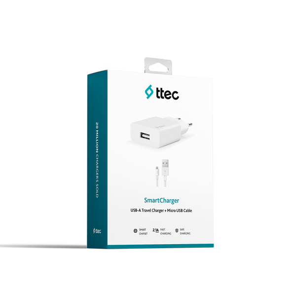 Ttec 2SCS20MB SmartCharger 2.1A Seyahat Şarj Aleti  + Micro USB Kablo  Beyaz