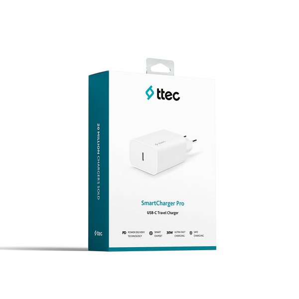Ttec 2SCS26B SmartCharger PD 30W USB-C  Seyahat Hızlı Şarj Aleti  Beyaz